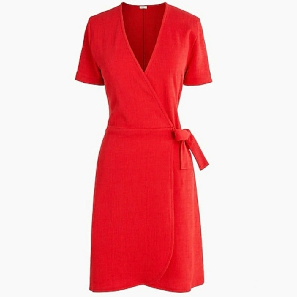 J. CREW Textured Side Tie Knit Surplice Faux Wrap Dress—SZ. XS